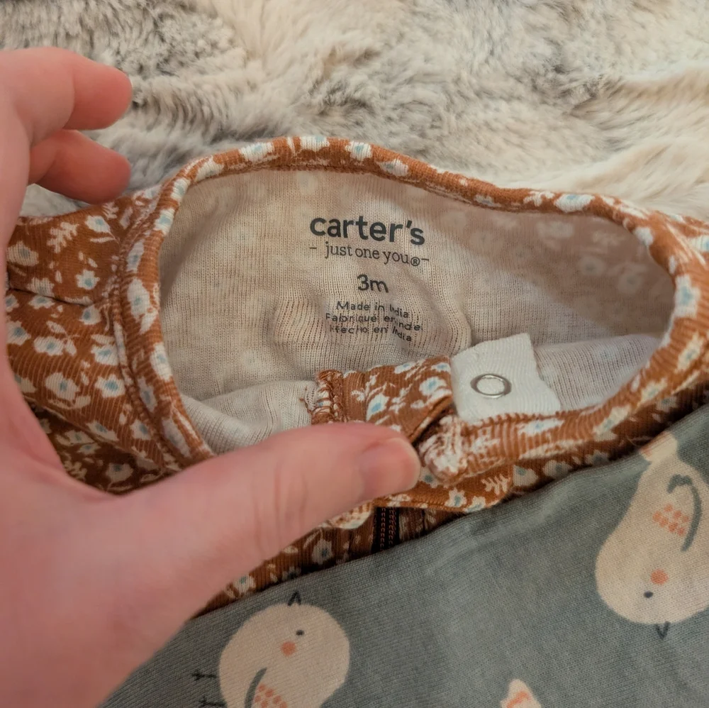 Carter's Just One You Bird Flowers 3 Month Long Sleeve Footie Sleepers Pajamas